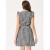 imageAllegra K Womens Casual Check Ruffled Sleeve Sundress ALine Vintage Plaids Gingham DressDark Blue