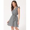 imageAllegra K Womens Casual Check Ruffled Sleeve Sundress ALine Vintage Plaids Gingham DressDark Blue