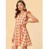 imageAllegra K Womens Casual Check Ruffled Sleeve Sundress ALine Vintage Plaids Gingham DressOrange