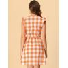 imageAllegra K Womens Casual Check Ruffled Sleeve Sundress ALine Vintage Plaids Gingham DressOrange