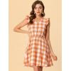 imageAllegra K Womens Casual Check Ruffled Sleeve Sundress ALine Vintage Plaids Gingham DressOrange