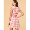 imageAllegra K Womens Casual Check Ruffled Sleeve Sundress ALine Vintage Plaids Gingham DressPink