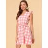 imageAllegra K Womens Casual Check Ruffled Sleeve Sundress ALine Vintage Plaids Gingham DressPink