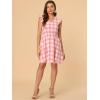 imageAllegra K Womens Casual Check Ruffled Sleeve Sundress ALine Vintage Plaids Gingham DressPink