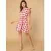 imageAllegra K Womens Casual Check Ruffled Sleeve Sundress ALine Vintage Plaids Gingham DressRed