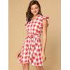 imageAllegra K Womens Casual Check Ruffled Sleeve Sundress ALine Vintage Plaids Gingham DressRed