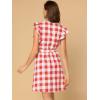 imageAllegra K Womens Casual Check Ruffled Sleeve Sundress ALine Vintage Plaids Gingham DressRed