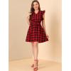 imageAllegra K Womens Casual Check Ruffled Sleeve Sundress ALine Vintage Plaids Gingham DressRed Black