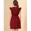 imageAllegra K Womens Casual Check Ruffled Sleeve Sundress ALine Vintage Plaids Gingham DressRed Black