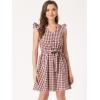 imageAllegra K Womens Casual Check Ruffled Sleeve Sundress ALine Vintage Plaids Gingham DressWine Red