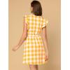 imageAllegra K Womens Casual Check Ruffled Sleeve Sundress ALine Vintage Plaids Gingham DressYellow