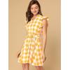 imageAllegra K Womens Casual Check Ruffled Sleeve Sundress ALine Vintage Plaids Gingham DressYellow