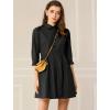 imageAllegra K Womens Casual Shirt Dress Ruched 34 Sleeve Button Down Work School Mini DressesBlack