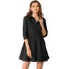 imageAllegra K Womens Casual Shirt Dress Ruched 34 Sleeve Button Down Work School Mini DressesBlack