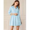 imageAllegra K Womens Casual Shirt Dress Ruched 34 Sleeve Button Down Work School Mini DressesBlue