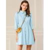 imageAllegra K Womens Casual Shirt Dress Ruched 34 Sleeve Button Down Work School Mini DressesBlue