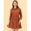 imageAllegra K Womens Casual Shirt Dress Ruched 34 Sleeve Button Down Work School Mini DressesBrown