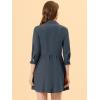 imageAllegra K Womens Casual Shirt Dress Ruched 34 Sleeve Button Down Work School Mini DressesDark Blue