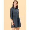 imageAllegra K Womens Casual Shirt Dress Ruched 34 Sleeve Button Down Work School Mini DressesDark Blue