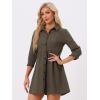 imageAllegra K Womens Casual Shirt Dress Ruched 34 Sleeve Button Down Work School Mini DressesDark Brown