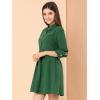 imageAllegra K Womens Casual Shirt Dress Ruched 34 Sleeve Button Down Work School Mini DressesDark Green