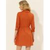 imageAllegra K Womens Casual Shirt Dress Ruched 34 Sleeve Button Down Work School Mini DressesFresh Orange