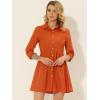 imageAllegra K Womens Casual Shirt Dress Ruched 34 Sleeve Button Down Work School Mini DressesFresh Orange