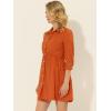 imageAllegra K Womens Casual Shirt Dress Ruched 34 Sleeve Button Down Work School Mini DressesFresh Orange