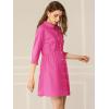 imageAllegra K Womens Casual Shirt Dress Ruched 34 Sleeve Button Down Work School Mini DressesFuchsia