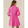 imageAllegra K Womens Casual Shirt Dress Ruched 34 Sleeve Button Down Work School Mini DressesFuchsia