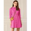 imageAllegra K Womens Casual Shirt Dress Ruched 34 Sleeve Button Down Work School Mini DressesFuchsia