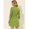 imageAllegra K Womens Casual Shirt Dress Ruched 34 Sleeve Button Down Work School Mini DressesGrass Green