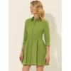 imageAllegra K Womens Casual Shirt Dress Ruched 34 Sleeve Button Down Work School Mini DressesGrass Green