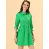 imageAllegra K Womens Casual Shirt Dress Ruched 34 Sleeve Button Down Work School Mini DressesGreen