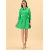 imageAllegra K Womens Casual Shirt Dress Ruched 34 Sleeve Button Down Work School Mini DressesGreen