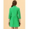 imageAllegra K Womens Casual Shirt Dress Ruched 34 Sleeve Button Down Work School Mini DressesGreen