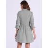 imageAllegra K Womens Casual Shirt Dress Ruched 34 Sleeve Button Down Work School Mini DressesGrey