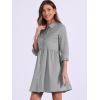 imageAllegra K Womens Casual Shirt Dress Ruched 34 Sleeve Button Down Work School Mini DressesGrey