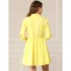 imageAllegra K Womens Casual Shirt Dress Ruched 34 Sleeve Button Down Work School Mini DressesLemon Yellow