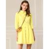 imageAllegra K Womens Casual Shirt Dress Ruched 34 Sleeve Button Down Work School Mini DressesLemon Yellow