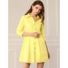 imageAllegra K Womens Casual Shirt Dress Ruched 34 Sleeve Button Down Work School Mini DressesLemon Yellow