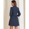 imageAllegra K Womens Casual Shirt Dress Ruched 34 Sleeve Button Down Work School Mini DressesNavy Blue