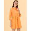 imageAllegra K Womens Casual Shirt Dress Ruched 34 Sleeve Button Down Work School Mini DressesOrange