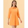 imageAllegra K Womens Casual Shirt Dress Ruched 34 Sleeve Button Down Work School Mini DressesOrange