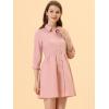 imageAllegra K Womens Casual Shirt Dress Ruched 34 Sleeve Button Down Work School Mini DressesPink