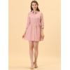 imageAllegra K Womens Casual Shirt Dress Ruched 34 Sleeve Button Down Work School Mini DressesPink