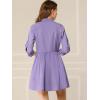 imageAllegra K Womens Casual Shirt Dress Ruched 34 Sleeve Button Down Work School Mini DressesPurple