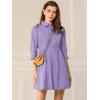 imageAllegra K Womens Casual Shirt Dress Ruched 34 Sleeve Button Down Work School Mini DressesPurple