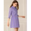 imageAllegra K Womens Casual Shirt Dress Ruched 34 Sleeve Button Down Work School Mini DressesPurple