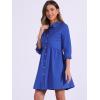 imageAllegra K Womens Casual Shirt Dress Ruched 34 Sleeve Button Down Work School Mini DressesRoyal Blue